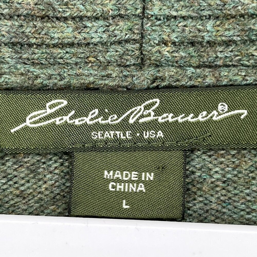 Eddie Bauer Sweater Mens L Sage Green Heathered Pullover Sweater Shawl Collar - Picture 3 of 4